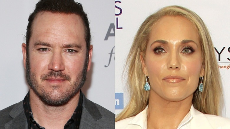 Split screen closeups of Mark-Paul Gosselaar and Elizabeth Berkley