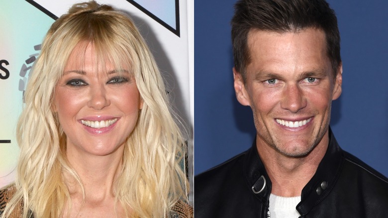 Tara Reid and Tom Brady in a split-screen image