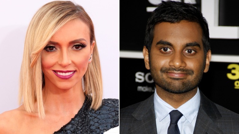 Giuliana Rancic and Aziz Ansari, split image