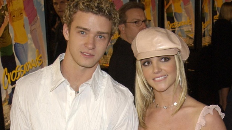 Britney Spears and Justin Timberlake smiling 