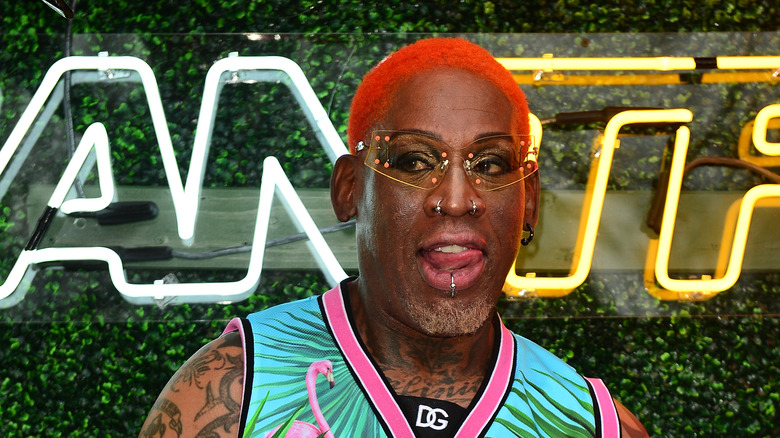 Dennis Rodman sticking tongue out