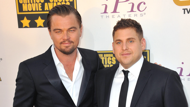 Leonardo DiCaprio and Jonah Hill pose