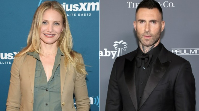 Cameron Diaz and Adam Levine posing