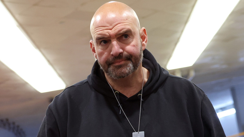 John Fetterman wearing a black sweatshirt