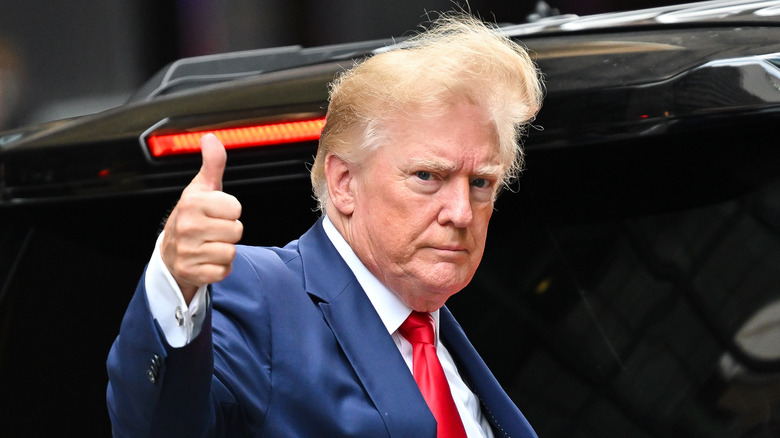 Donald Trump thumb up hair