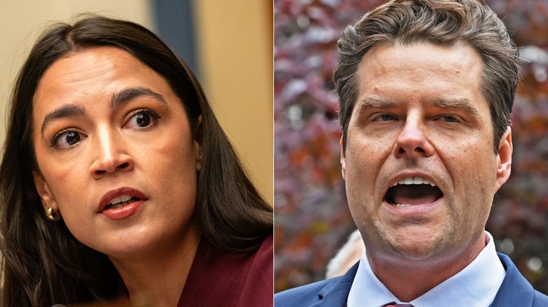 Side-by-side of Alexandria Ocasio-Cortez and Matt Gaetz