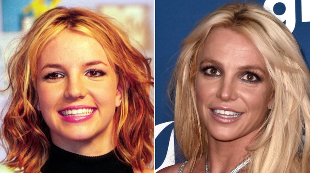 Young Britney Spears; present-day Britney Spears