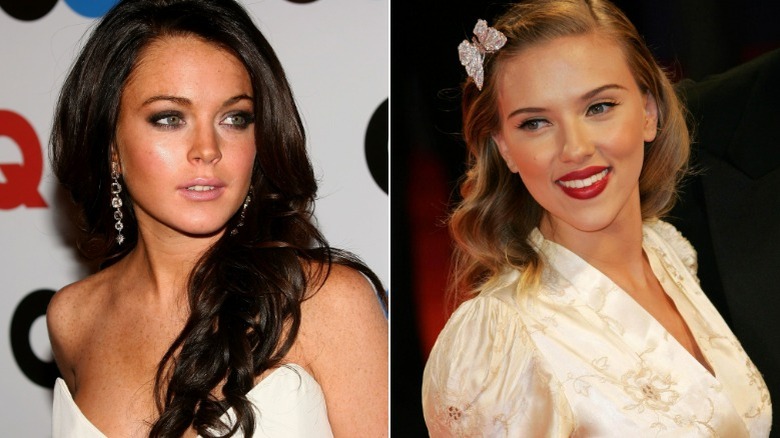 Lindsay Lohan posing, Scarlett Johansson posing