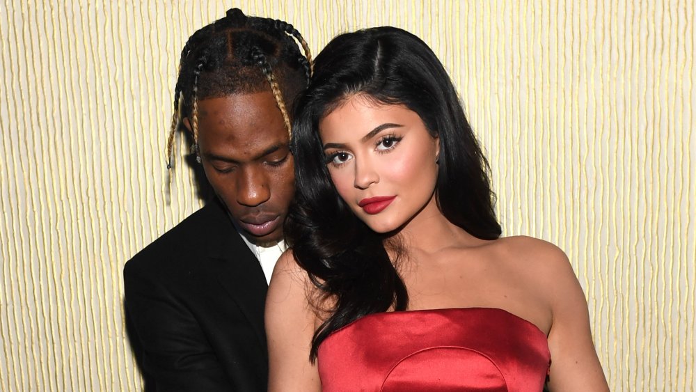 Travis Scott and Kylie Jenner at the Pre-GRAMMY and GRAMMY Salute to Industry Icons honoring Clarence Avant 