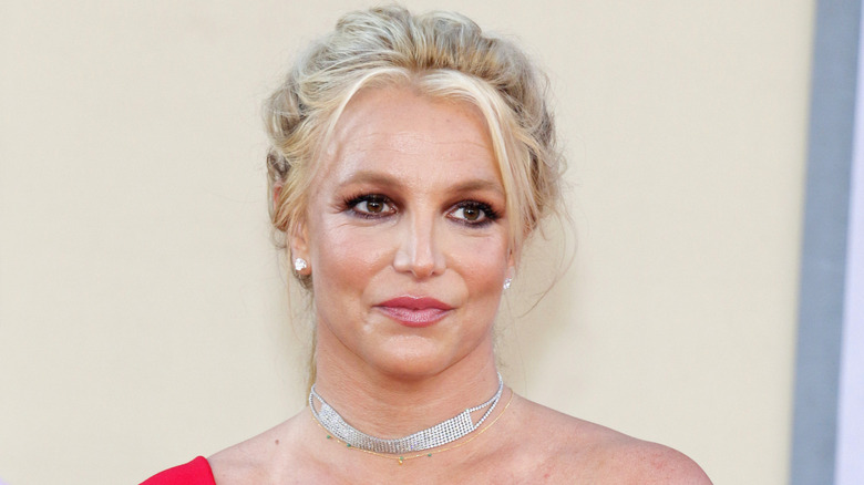 Britney Spears wearing a red dress in 2019 photo