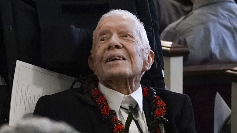 Jimmy Carter at the 2023 memorial service for wife Roslyn Carter