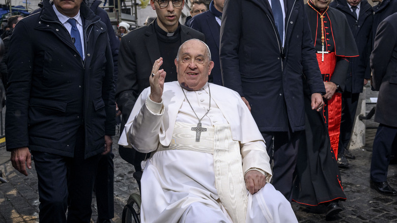 Pope Francis in a wheelchair