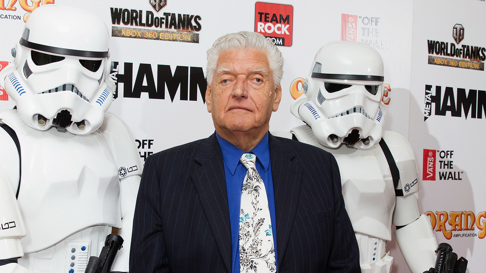 Dave Prowse aka Darth Vader standing next to a stormtrooper attending the 2014 Metal Hammer Golden Gods Awards