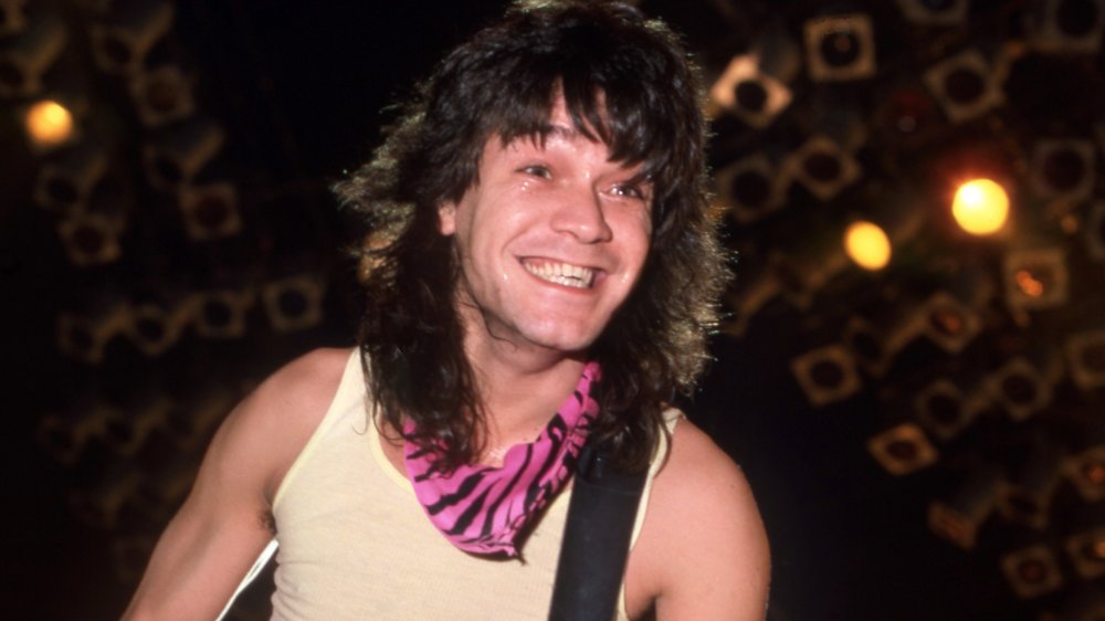 Eddie Van Halen performs with Van Halen at the Cobo Arena in Detroit in September 1986