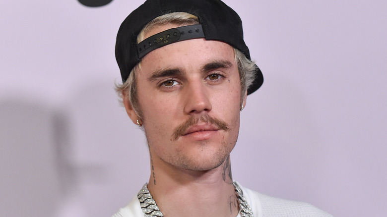 Justin Bieber with a mustache