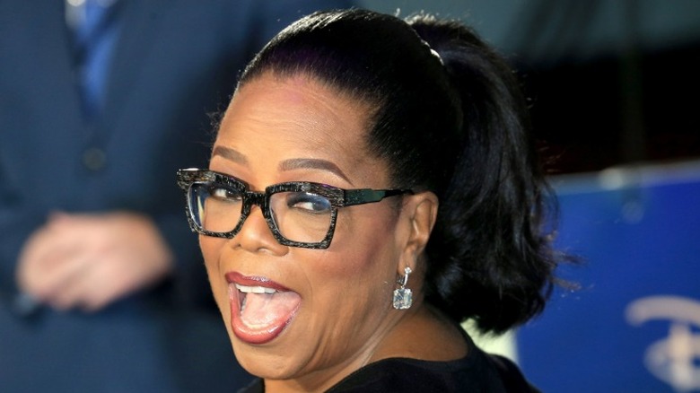 Oprah Winfrey with mouth open