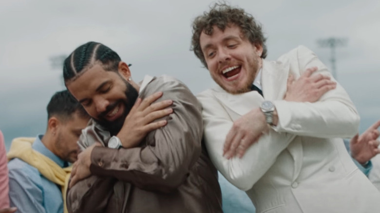 Drake, Jack Harlow laughing