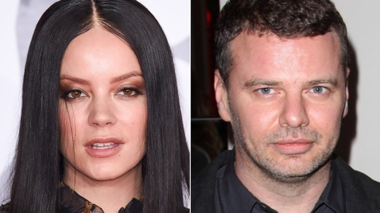 Lily Allen and Ed Simons in a split image