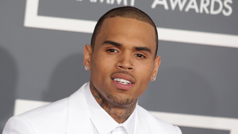 Chris Brown wearing all whtie