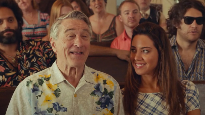 Aubrey Plaza smiling at Robert De Niro