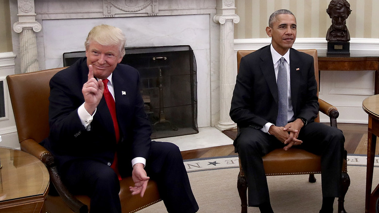 Donald Trump meeting Barack Obama in the Oval Office