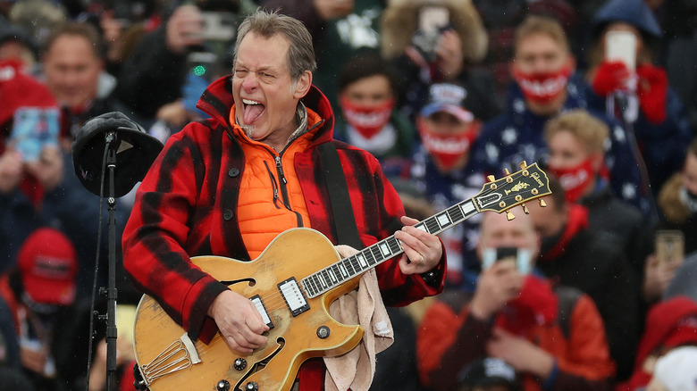 Ted Nugent performing at a Donald Trump campaign rally