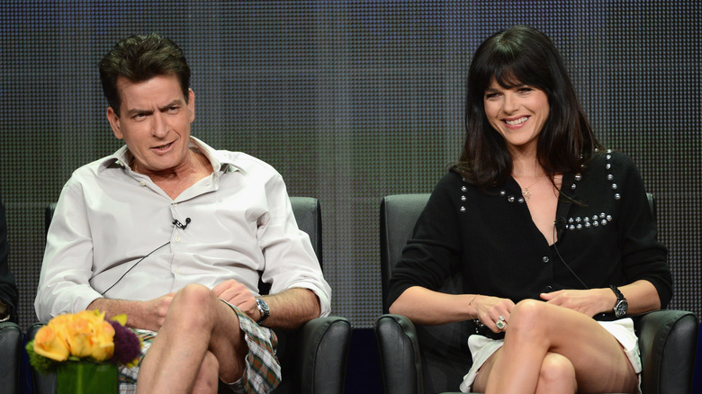 Charlie Sheen and Selma Blair at Anger Management press conference