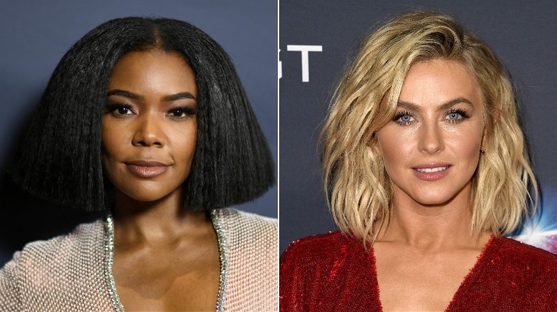 Gabrielle Union, Julianne Hough smile slightly