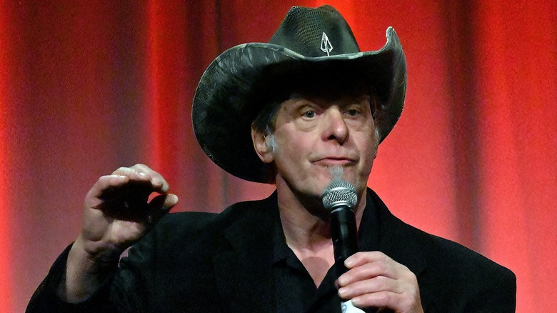 Ted Nugent speaking into a microphone