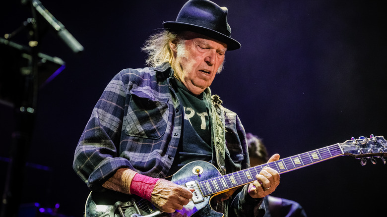 Neil Young performing in 2019