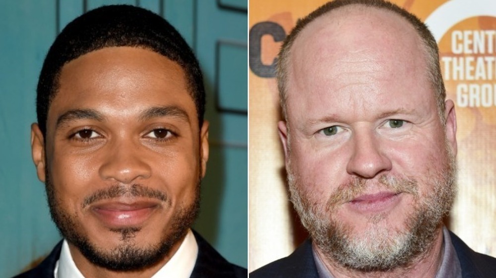 Ray Fisher smiling (left), Joss Whedon smirking (right)