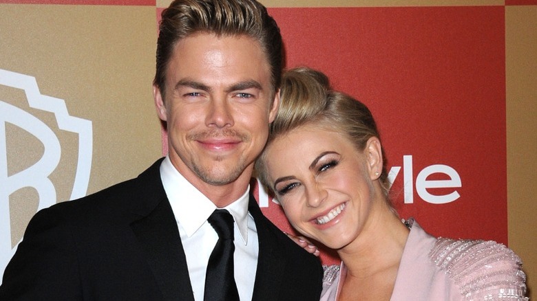 Derek Hough and Julianne Hough attend the WB/InStyle Golden Globes Party (2013)