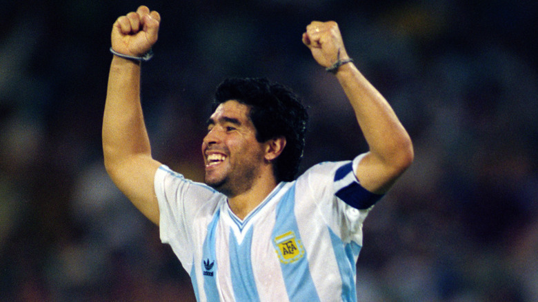 Diego Maradona celebrating