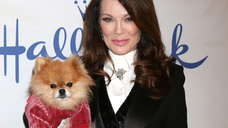 Lisa Vanderpump posing with dog