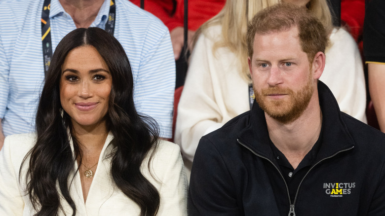 Megan Markle smiling Prince Harry