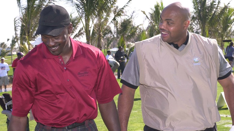 Michael Jordan, Charles Barkley laughing