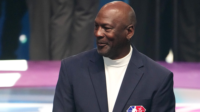 Michael Jordan looking away and smiling