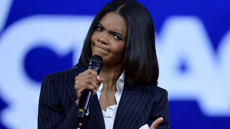 Candace Owens speaking into microphone