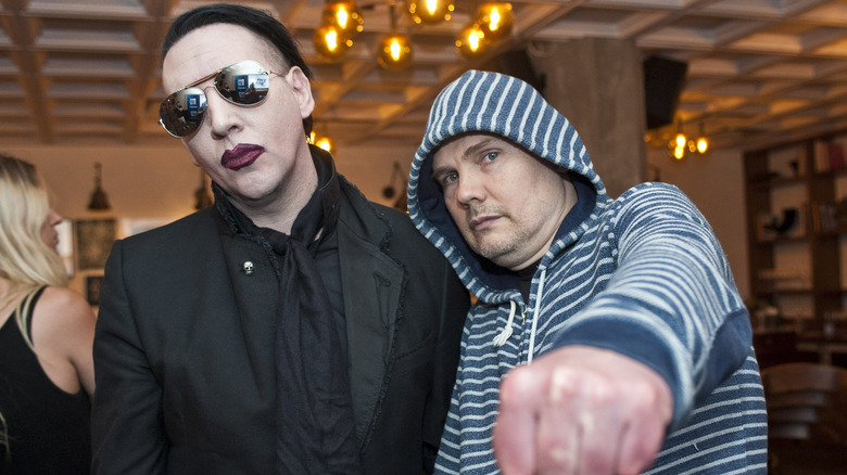 Marilyn Manson and Billy Corgan, posing for cameras