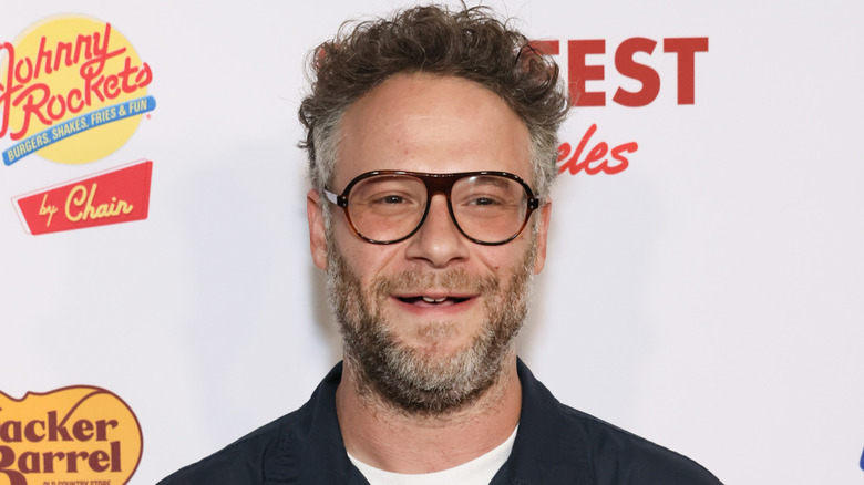 Seth Rogen posing in glasses at the 2024 ChainFest in Los Angeles, California