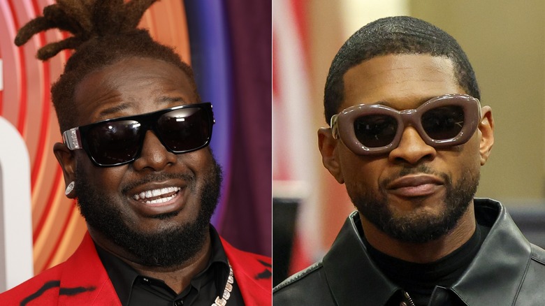 T-Pain and Usher wearing shades; split image