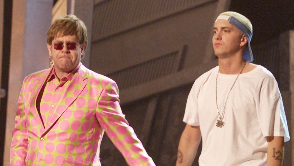 Elton John and Eminem on stage