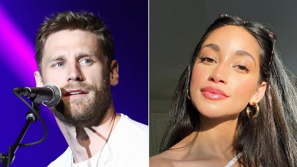 Chase Rice performing (left), Victoria Fuller posing for a selfie on Instagram (right)