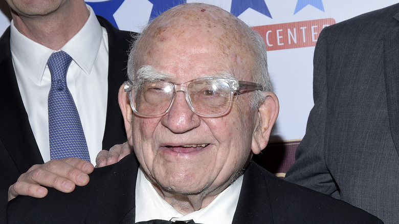 Ed Asner attending his 90th birthday party