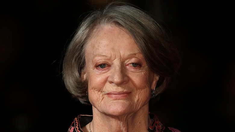 Maggie Smith with short gray hair