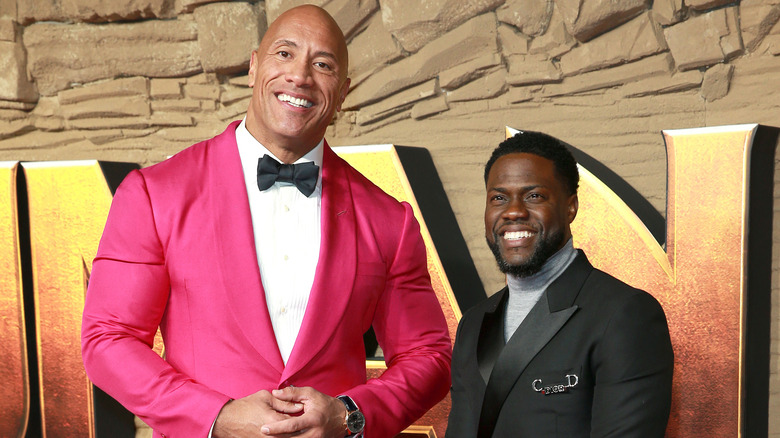 Dwayne Johnson and Kevin Hart on red carpet