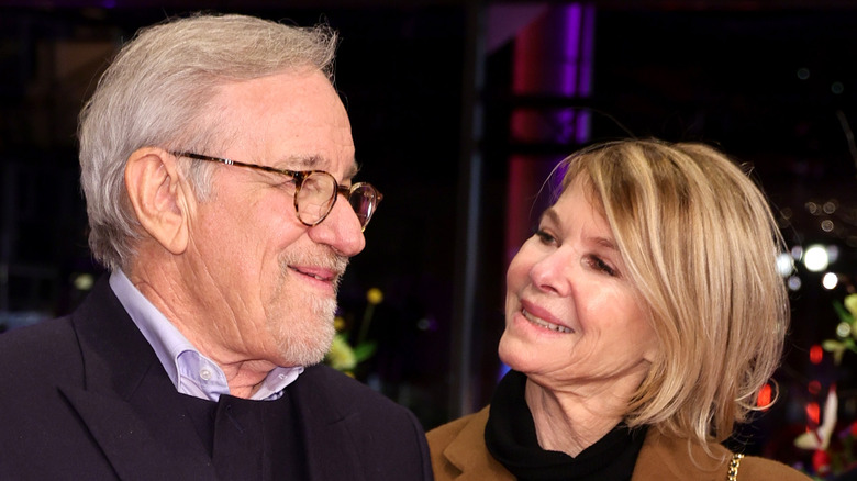 Kate Capshaw and Steven Spielberg looking at each other and smiling