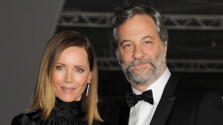 Leslie Mann and Judd Apatow posing at an event