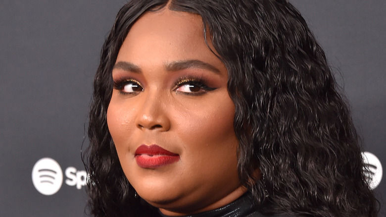 Lizzo in red lipstick