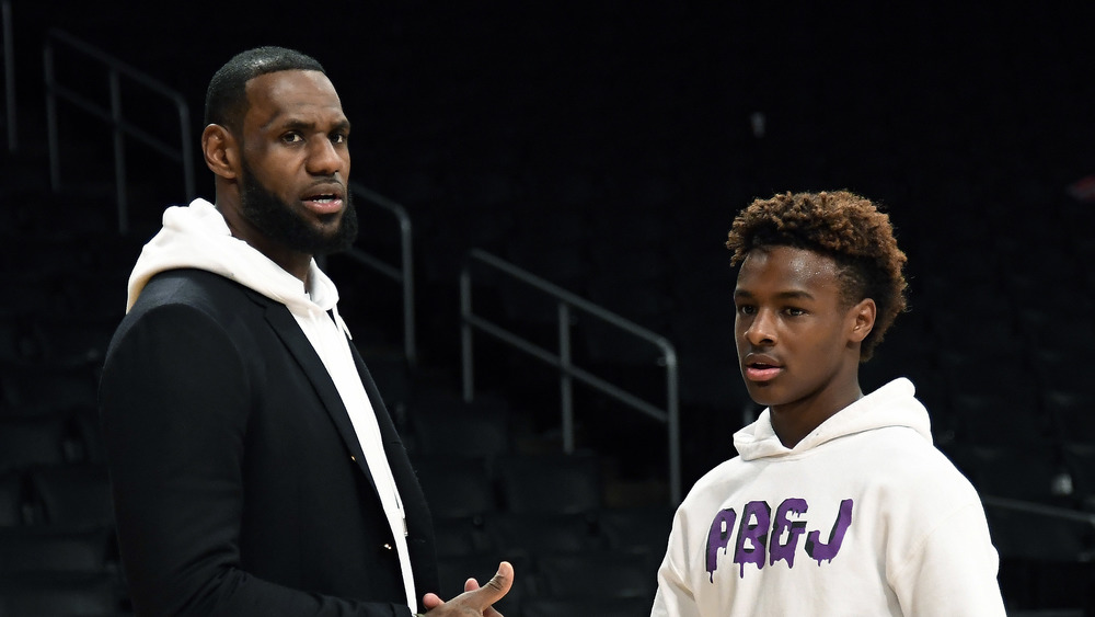 Lebron James and Bronny James talking